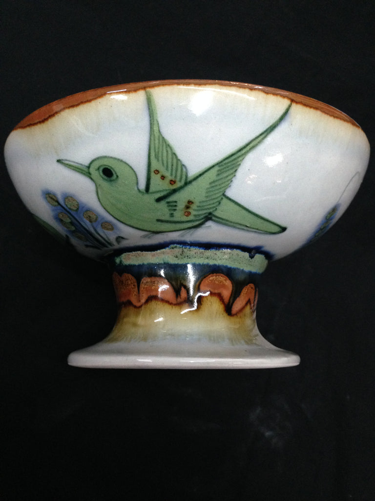 Ken Edwards Gallery handcrafted stoneware pedestal dish. 3.5” high x 6” wide.