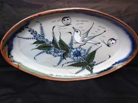 Ken Edwards Gallery  handcrafted stoneware oval platter  17” x 10.5”