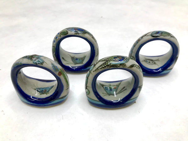 Napkin ring hand painted with butterfly and flowers