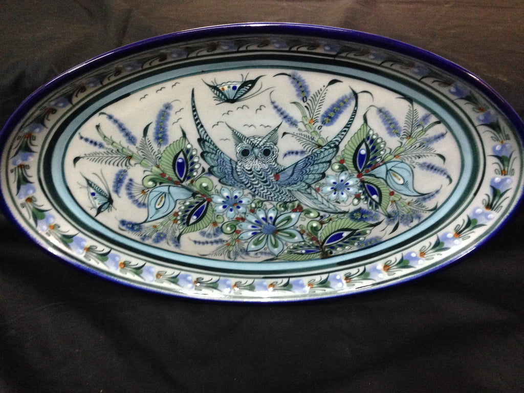 Ken Edwards Collection Gallery handcrafted stoneware platter. 15” x 9.5”. Approximately