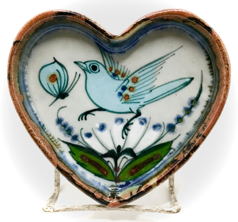 Ken Edwards Pottery heart tray in small size.  Brown trim