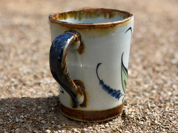 T 10 Ken Edwards mug in stoneware with bird and leaves on exterior.