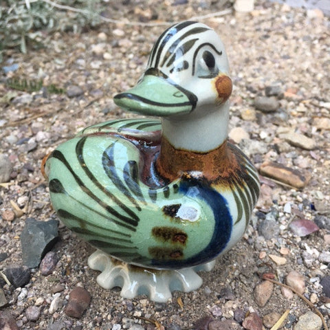 Ken Edwards Pottery duck sculpture in green, blue and brown.  Reallly cute.